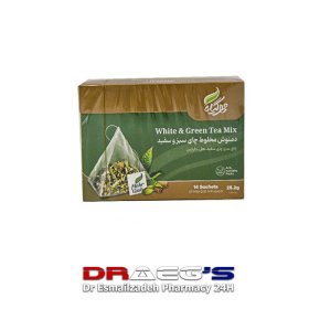 مهرگیاه دمنوش مخلوط چای سبز و سفید 14 عدد ساشهmehrgiah white &greenteamix 14sachets