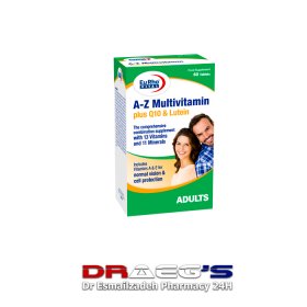 یوروویتال مولتی  ویتامین آ +زد+کیوتن و لوتین قرص 60 عددی EURHOVITAL A_Z MULTIVITAMIN PLUS Q10&LUTEIN60 TABLETS